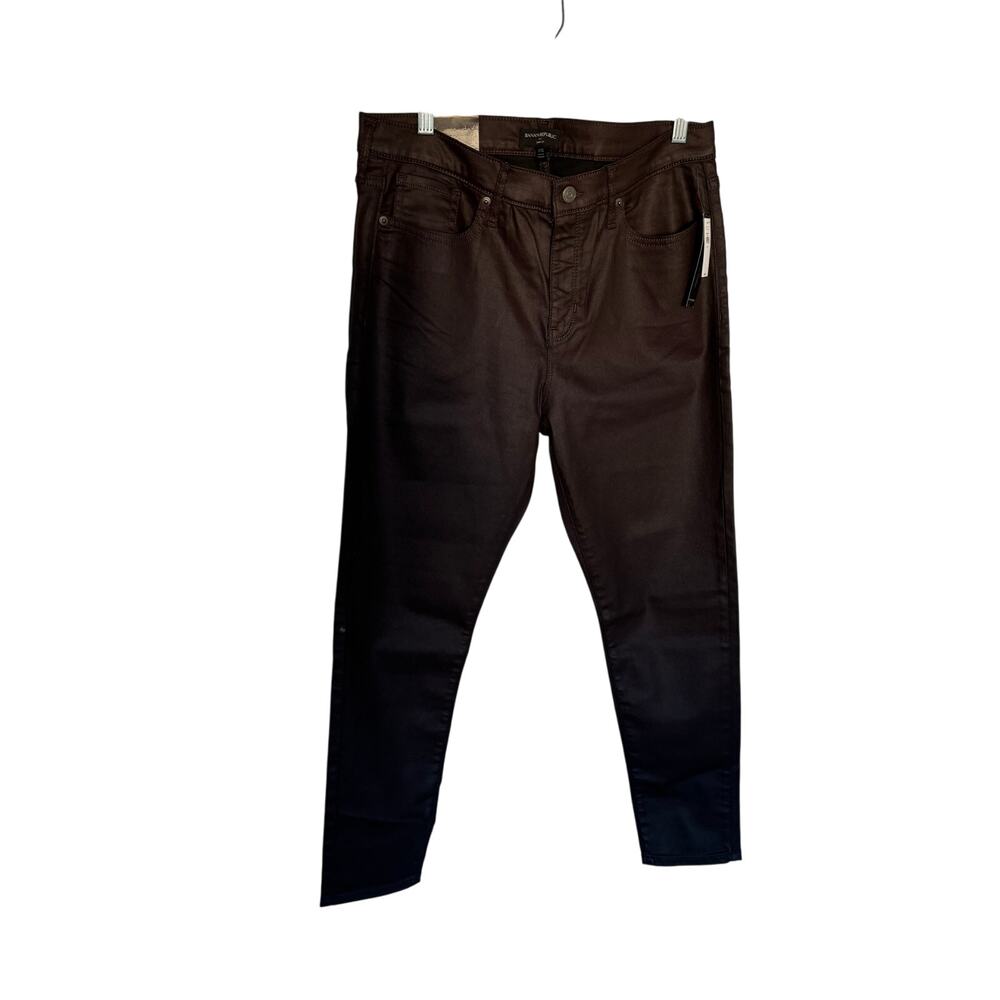 Banana Republic Coated Skinny Fit Jeans Pants Size 31/12 Maroon Brown NEW